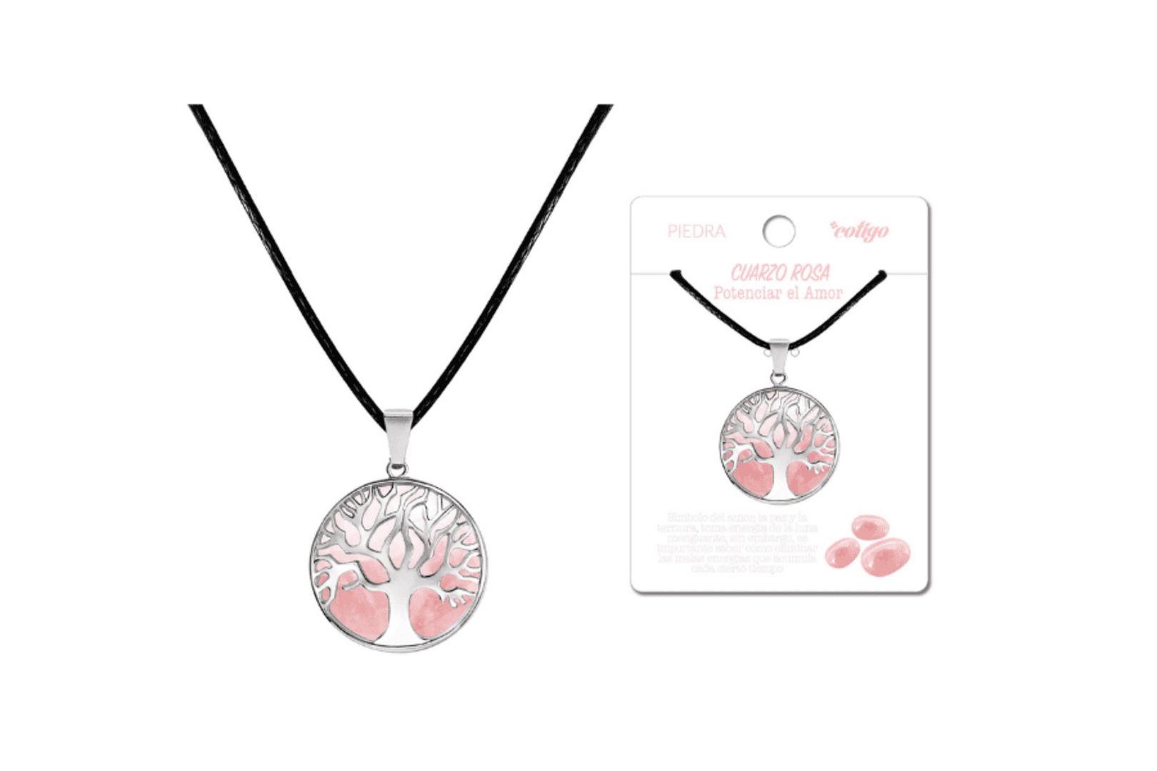 Colgante Árbol de la vida Cuarzo Rosa