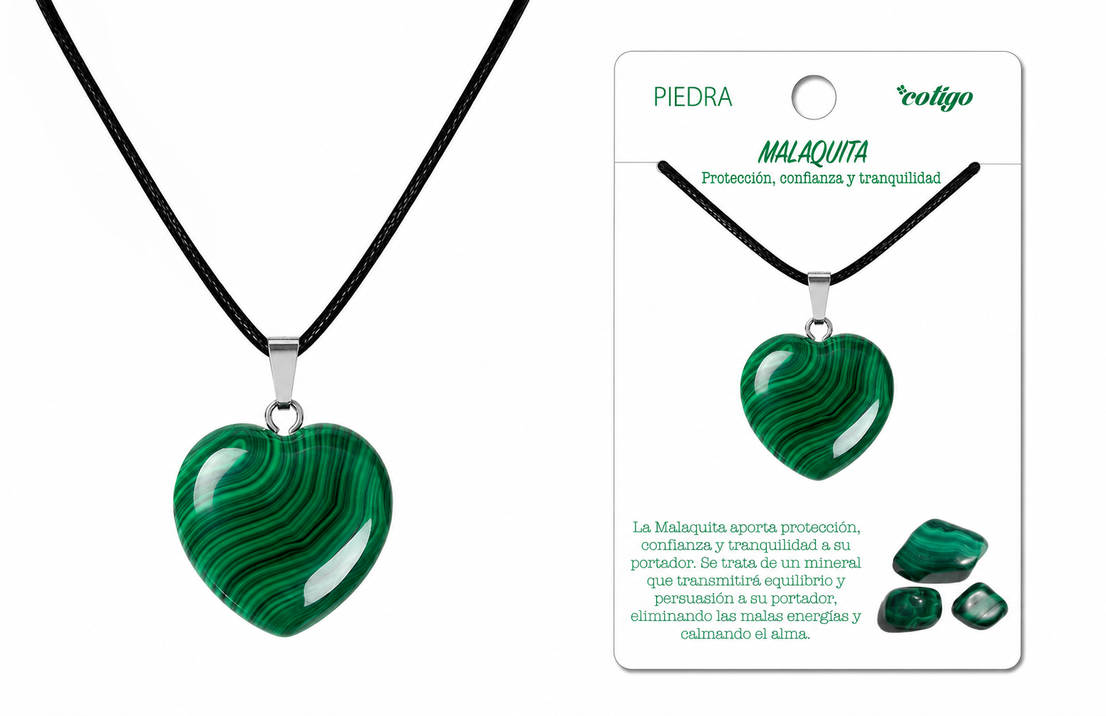 Colgante Corazón de piedra Malaquita