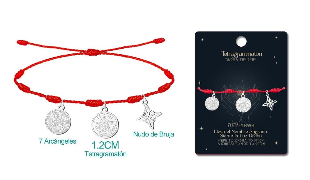 Pulsera 7 Nudos de Protección – Tetragrammaton, Nudo de Bruja y 7 Arcángeles