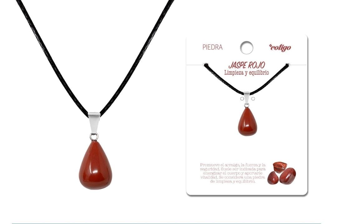 Colgante Gota de piedra Jaspe Rojo
