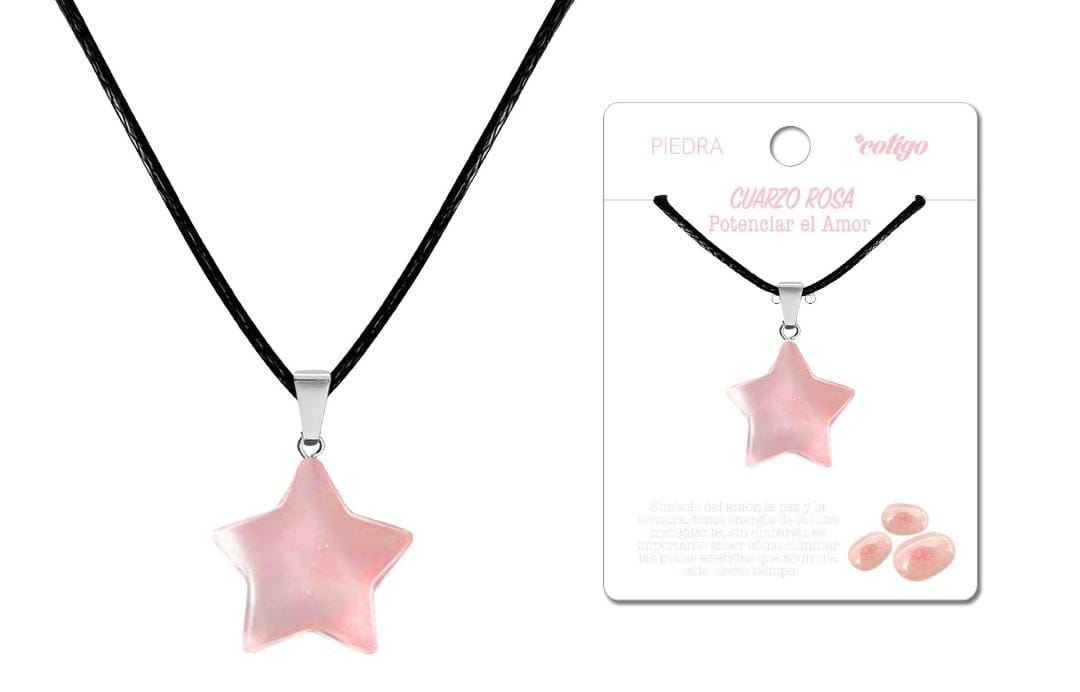Colgante Estrella de piedra Cuarzo Rosa