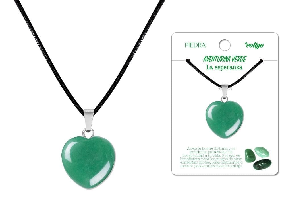 Colgante Corazón de piedra Aventurina Verde